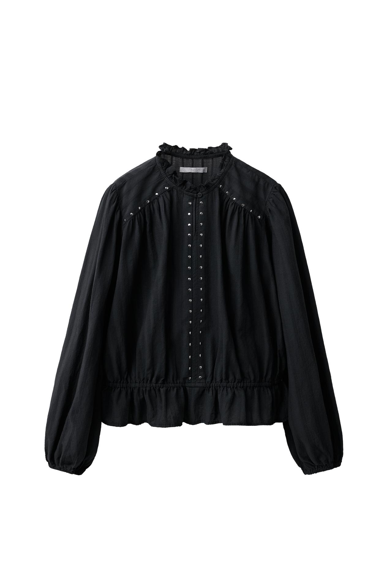 SHIRT WITH RUFFLES AND STUDS