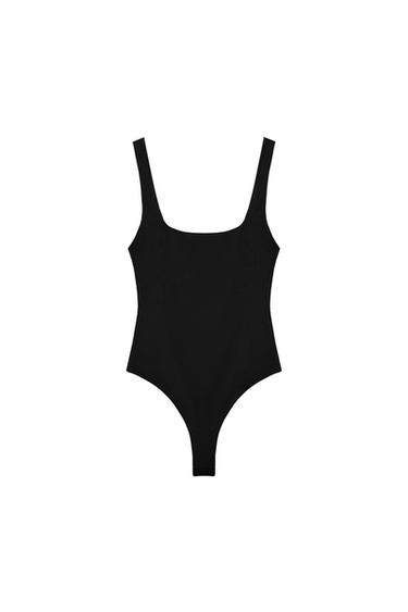 ЭЛАСТИЧНОЕ БОДИ С КВАДРАТНЫМ ВЫРЕЗОМ — ЧЕРНЫЙ от Zara