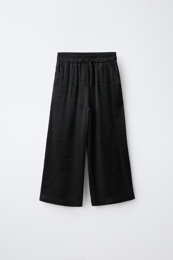 TEXTURED WIDE-LEG TROUSERS - Black by Zara - Image 0