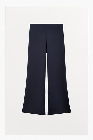 SATIJNACHTIGE BROEK MET HOGE TAILLE - Blauw / Marine van Zara