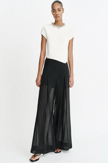 KNIT TOP WITH BEADED COLLAR - White by Zara