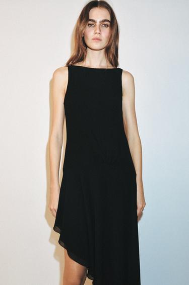 ROBE MI-LONGUE ASYMÉTRIQUE - Noir de Zara - Image 1