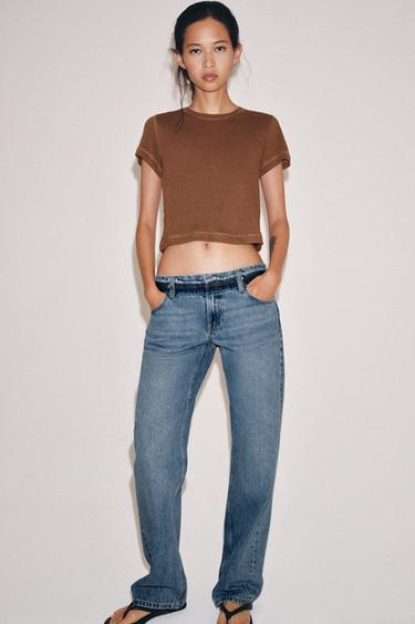SHORT SLEEVE RUSTIC T-SHIRT - Burnt orange by Zara