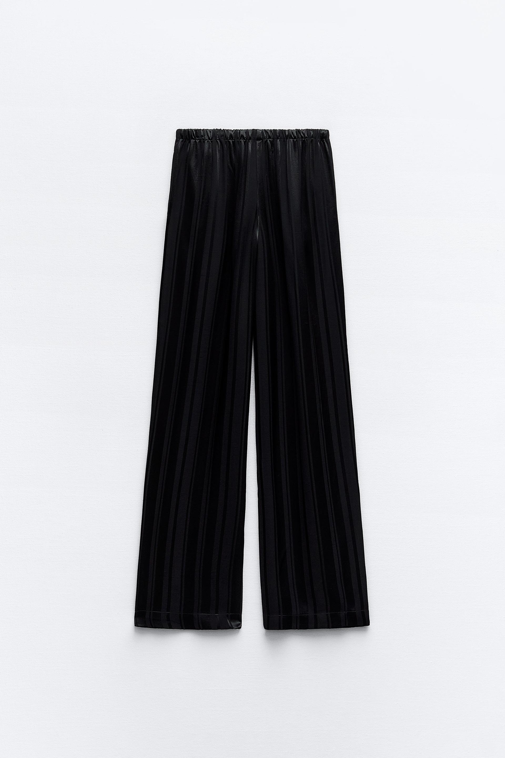 Monki wide leg pants with side stripe in black