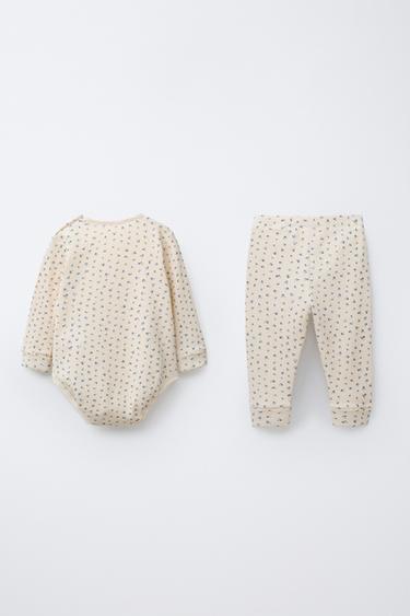ENSEMBLE BODY ET LEGGING GAUFRÉ À FLEURS - Bleu de Zara - Image 1