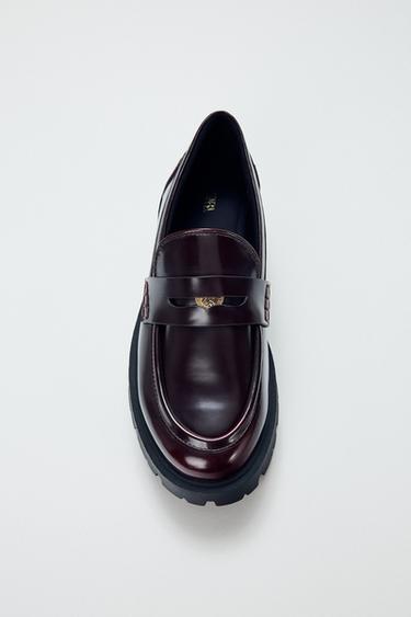 Zara PENNY LOAFER WITH PLATFORM SOLE - Burgundy Red