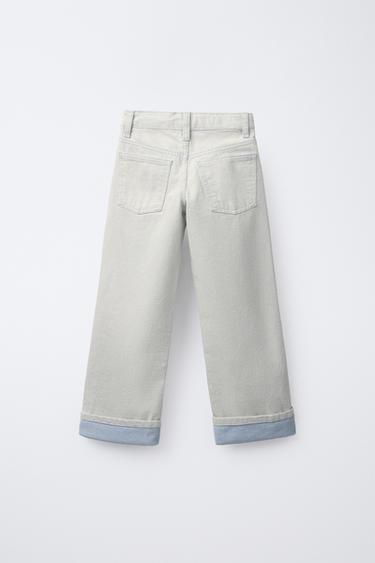 STRAIGHT-LEG JEANS WITH HEMS - Sky blue by Zara - Image 1