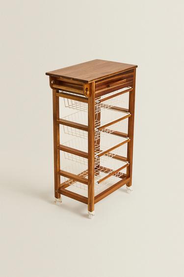 WOOD AND METAL STORAGE FURNITURE WITH WHEELS - Light beige by Zara - Image 1