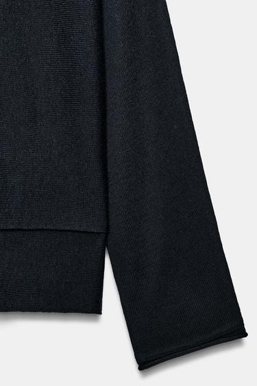 LONG CAPE KNIT SWEATER - Navy blue by Zara - Image 2
