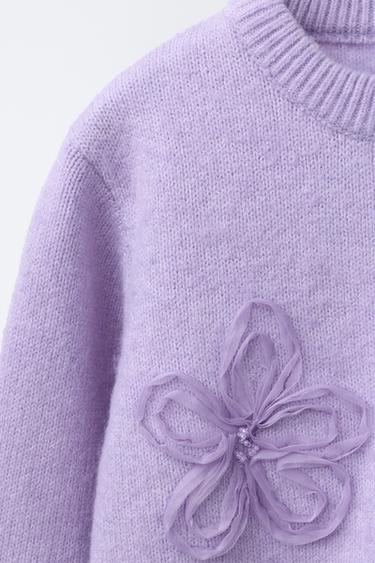 PULL EN MAILLE FLEURS TULLE - Lilas de Zara - Image 2