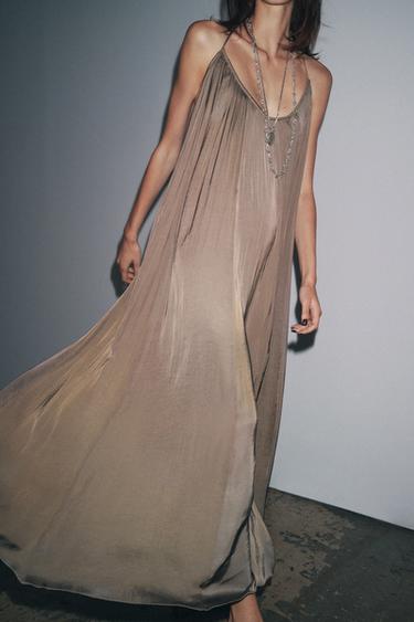 ROBE LONGUE SATINÉE ZW COLLECTION - Vison de Zara - Image 3