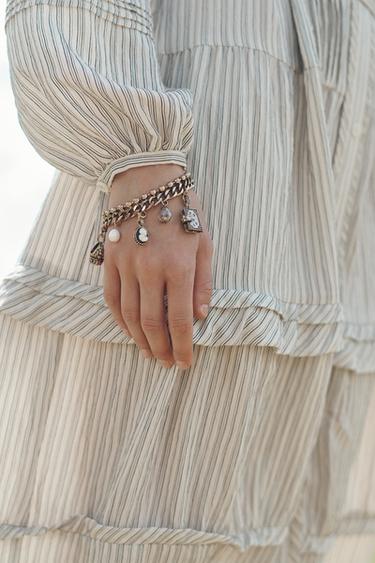 Zara LIMITED EDITION MULTI-CHARM BRACELET - Aged gold