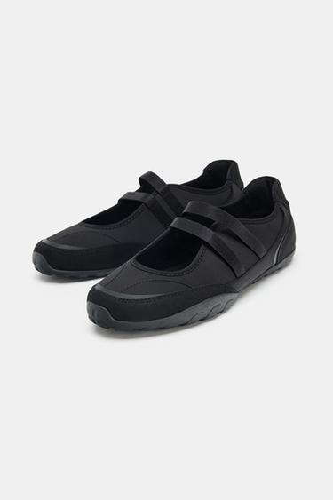TWO-TONE DOUBLE STRAP BALLERINAS - Black by Zara - Image 2