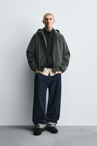 Zara TECHNICAL HOODED JACKET - Blue / Gray
