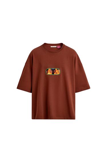CAMISETA PARCHE COMBINADO AMANDA LOBOS X ZARA - Granate de Zara
