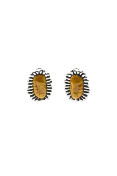 Zara METALLIC RESIN TEXTURE EARRINGS - Silver