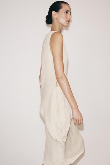 DOUBLE-EFFECT MIDI SKIRT - Ecru by Zara - Image 3