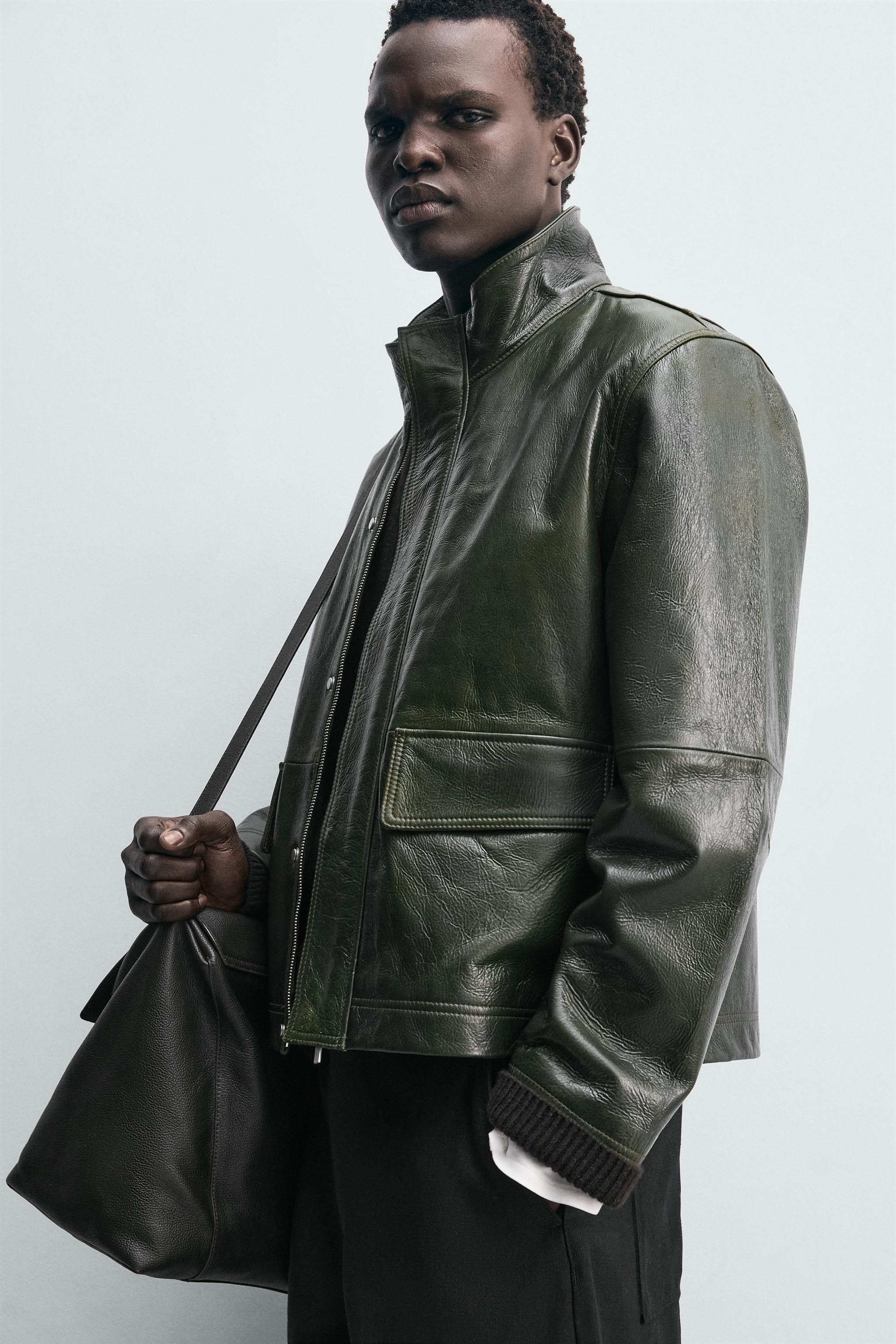 BLOUSON EN CUIR À POCHES