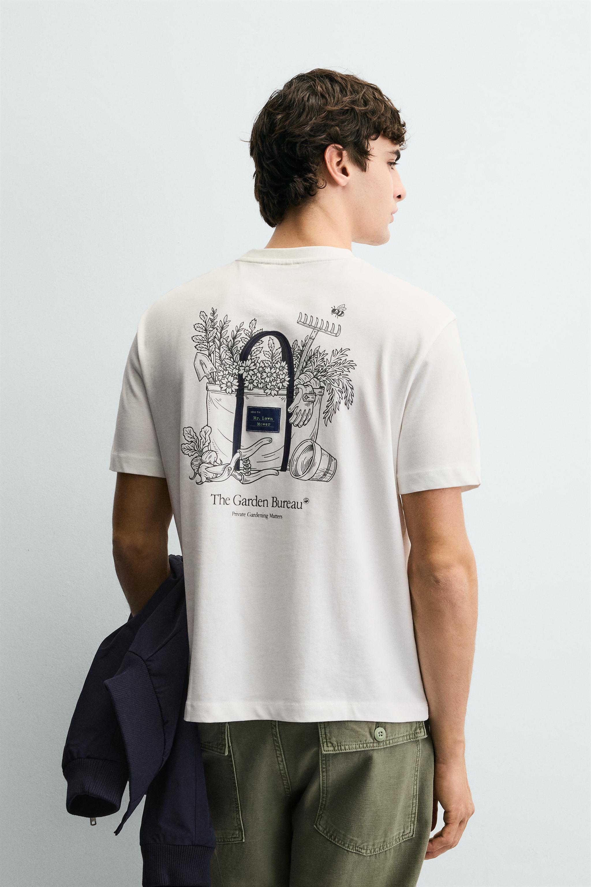 コントラストプリント柄Tシャツ - ライトベージュ | ZARA Japan / 日本