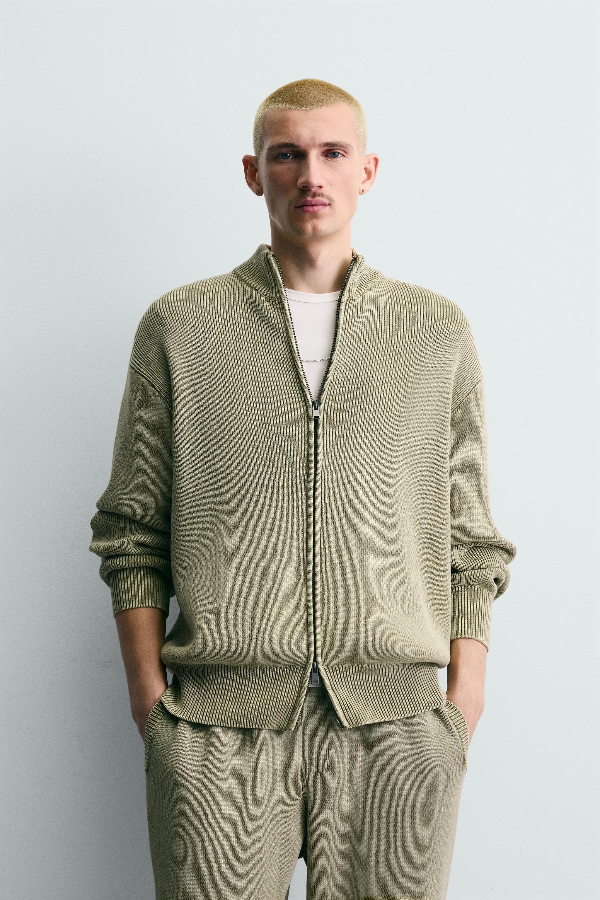 WASHED TEXTURED KNIT CARDIGAN