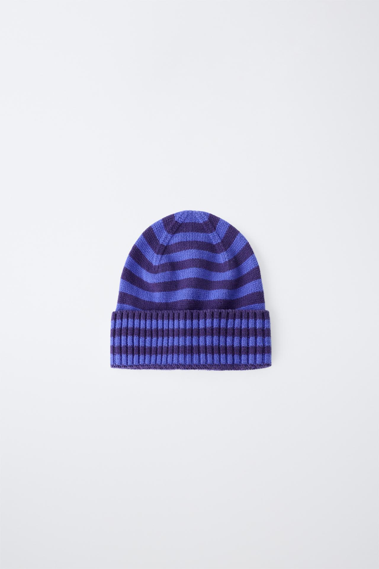 0FR. PARIS X ZARA STRIPED KNIT BEANIE — Blue