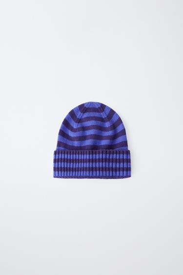 0FR. PARIS X ZARA STRIPED KNIT BEANIE — Blue 1