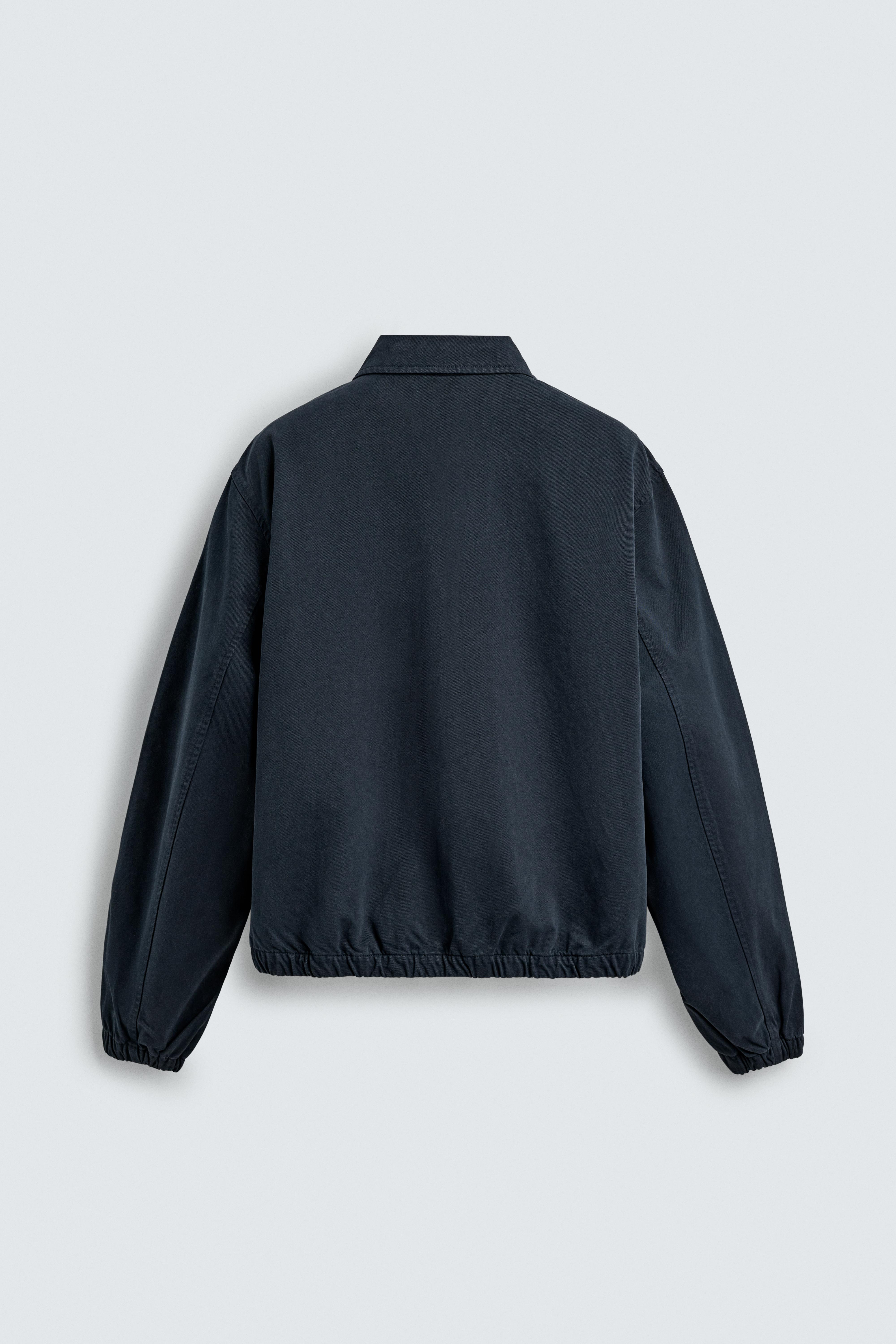 REGULAR FIT WASHED COTTON JACKET - Navy blue | ZARA India
