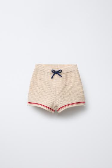CONTRAST KNIT BERMUDA SHORTS - Ecru by Zara