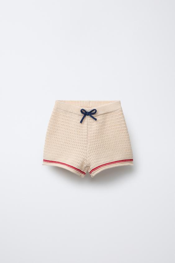 CONTRAST KNIT SHORTS