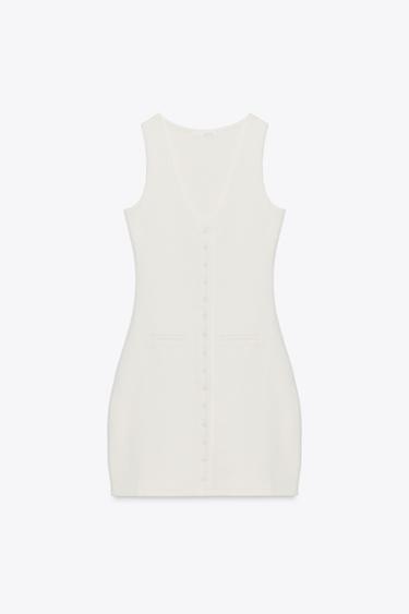 VESTIDO BOTONES INTERLOCK - Crudo de Zara