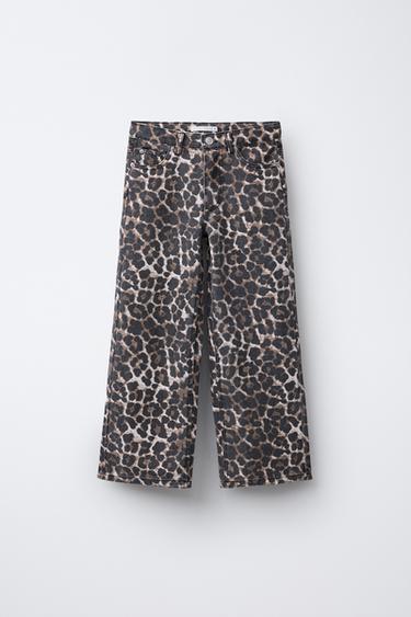 WIDE-LEG ANIMAL PRINT JEANS - Leopard by Zara