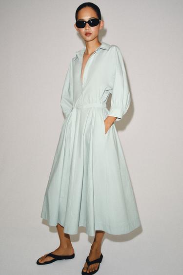 VESTIDO CAMISERO ZW COLLECTION - Azul lavado de Zara