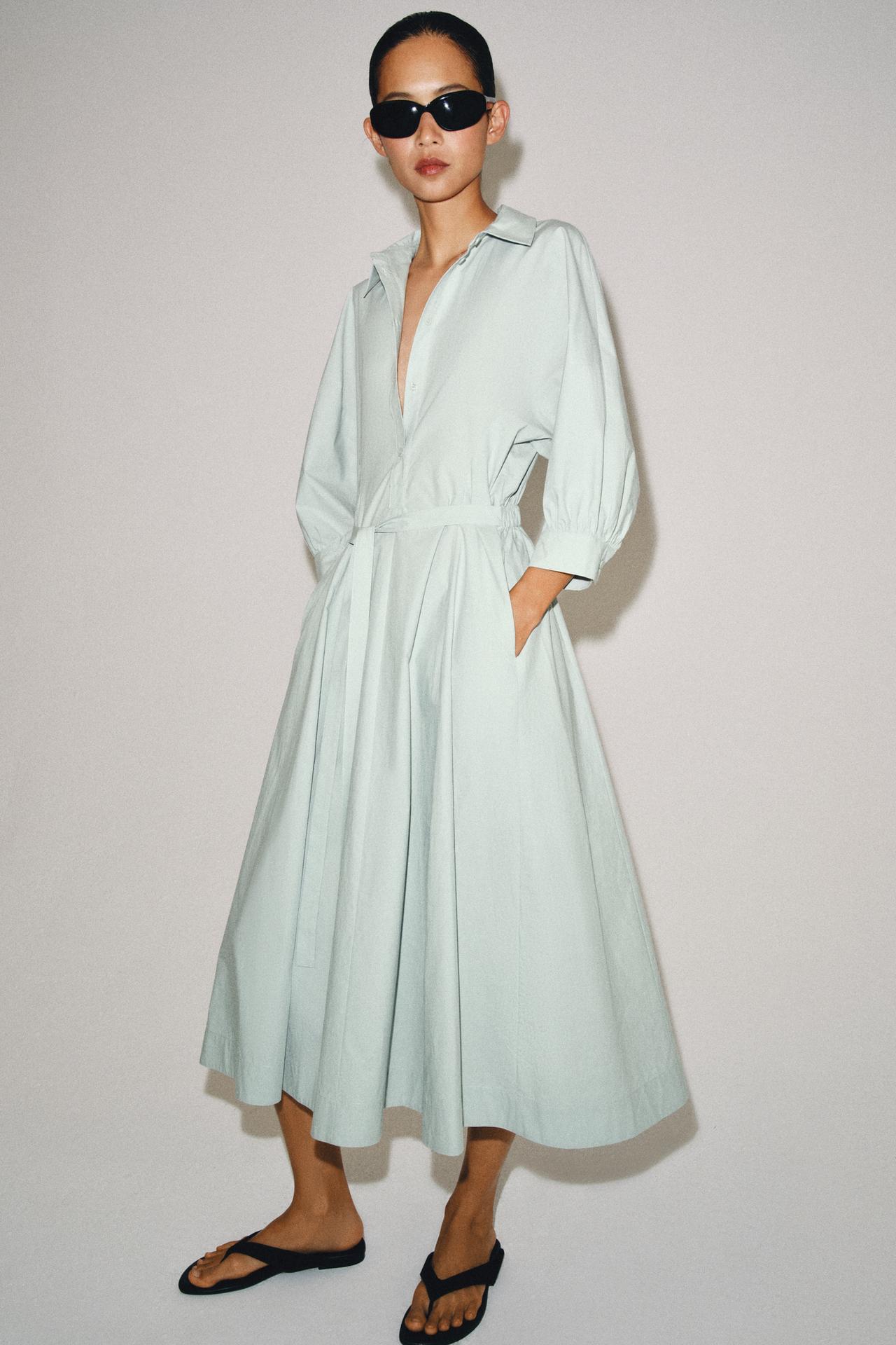 ZW COLLECTION SHIRT DRESS — Faded blue
