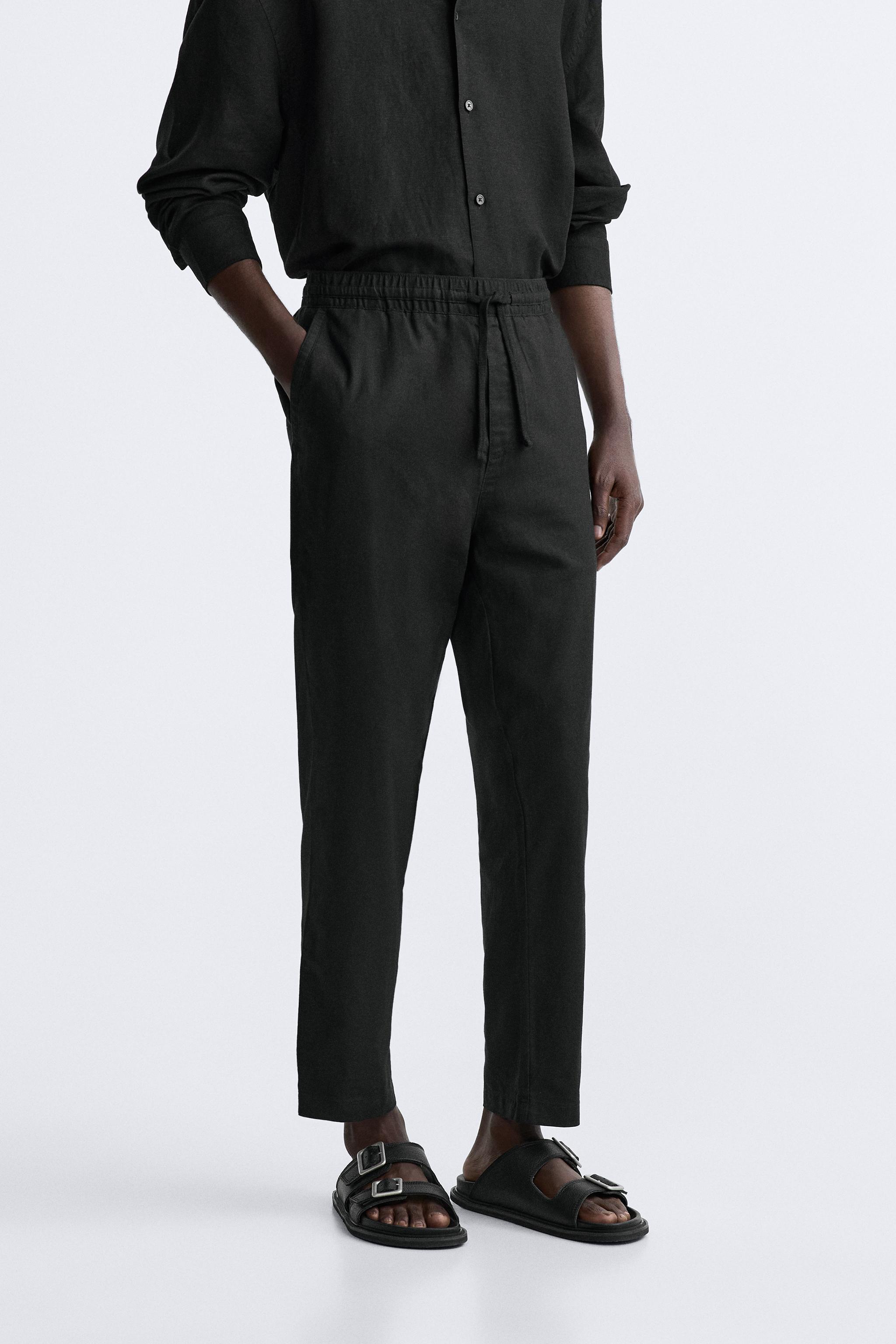 HOSE AUS BAUMWOLL-LEINEN-MISCHGEWEBE - Schwarz | ZARA Deutschland  