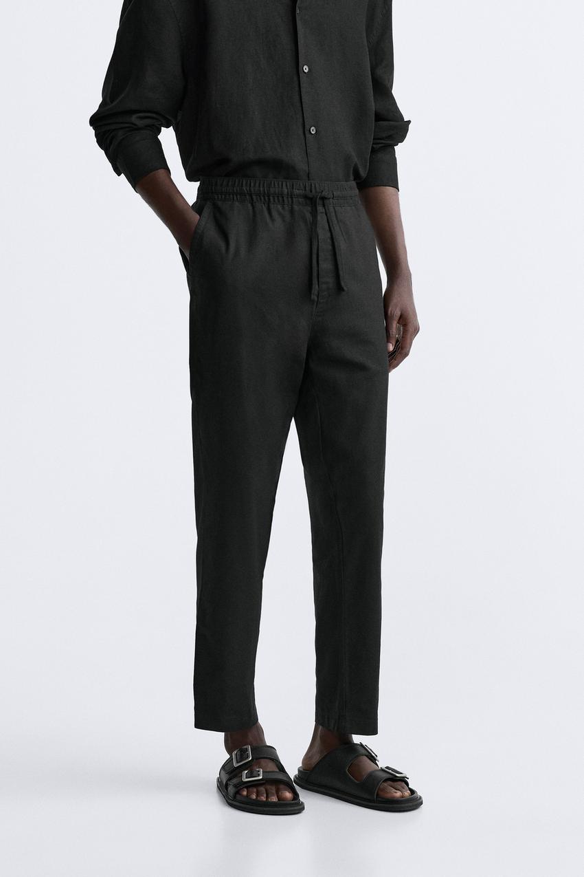 HOSE AUS BAUMWOLL-LEINEN-MISCHGEWEBE - Schwarz | ZARA Deutschland 