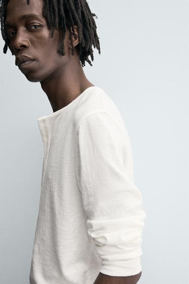 T-SHIRT COL BOUTONNÉ - Blanc de Zara - Image 6