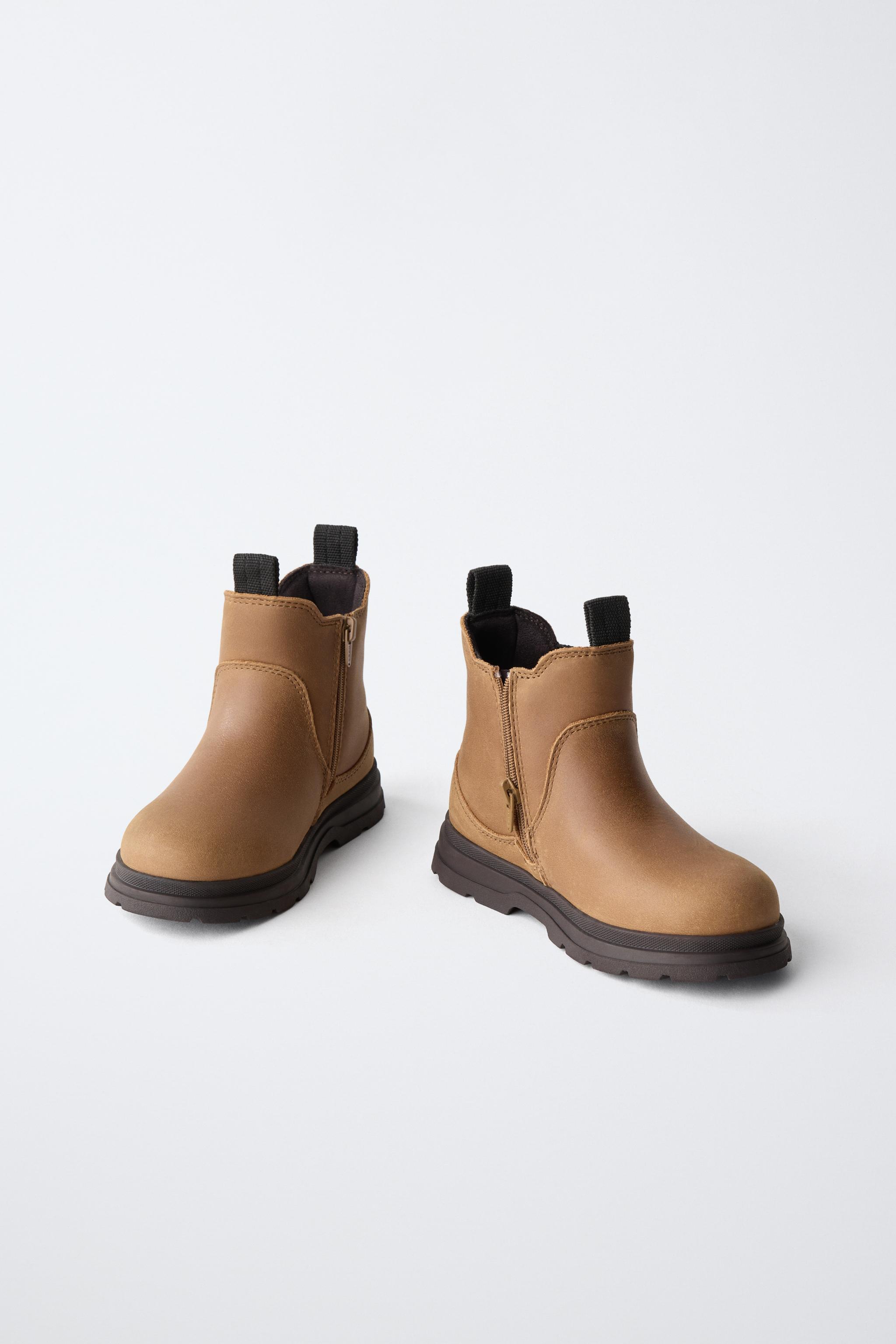 レザーチェルシーブーツ - ダークゴールデンブラウン | ZARA Japan / 日本