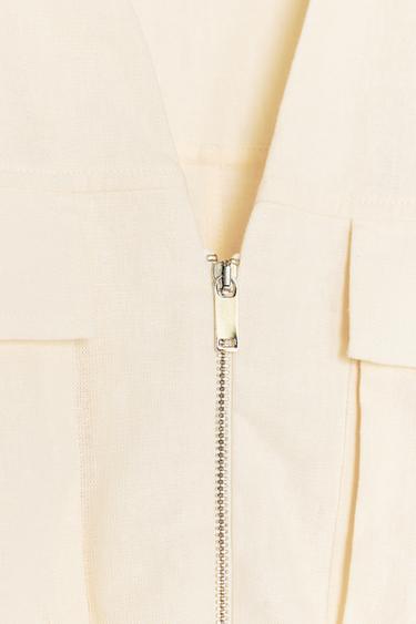 LINEN BLEND TOP WITH ELASTICATED HEM - Ecru by Zara - Image 5