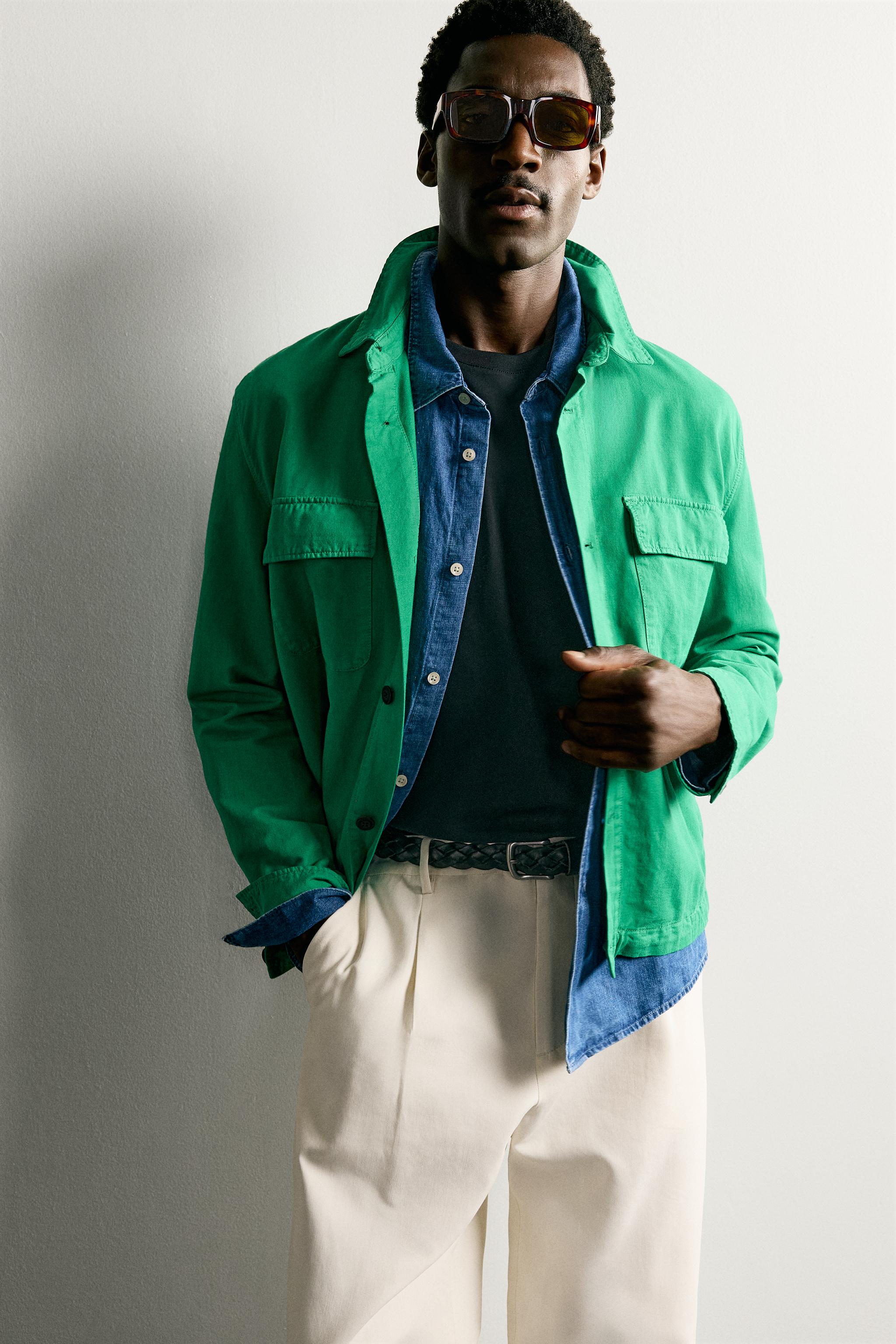 Zara COTTON LINEN REGULAR FIT OVERSHIRT — фото 5