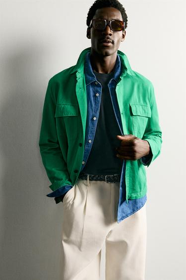 SURCHEMISE REGULAR FIT EN COTON ET LIN - Vert de Zara - Image 4