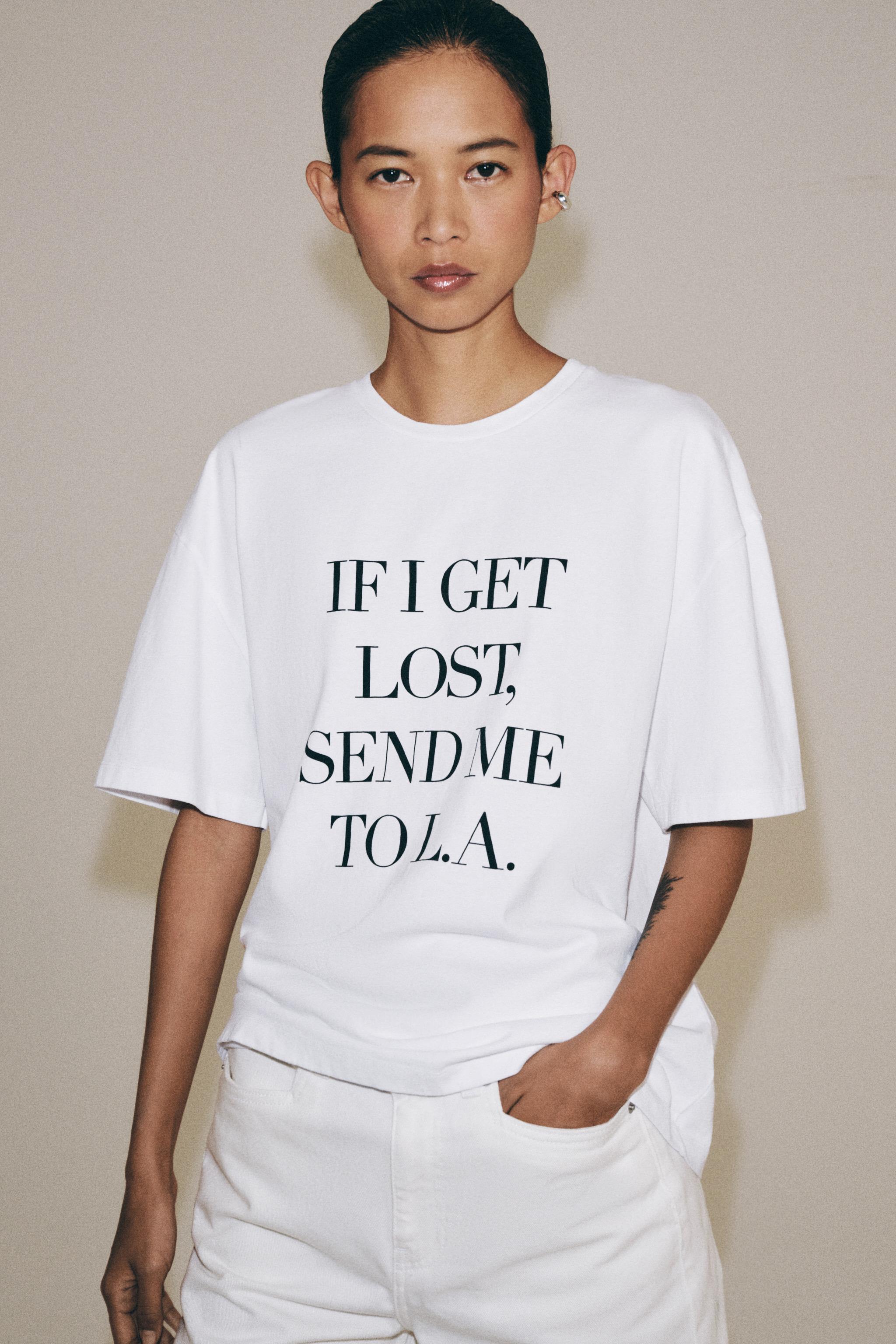 Женские футболки Zara SHORT SLEEVE TEXT T-SHIRT — фото 2