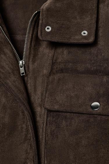 OVERSIZE FAUX SUEDE BOMBER JACKET - Chocolate brown by Zara