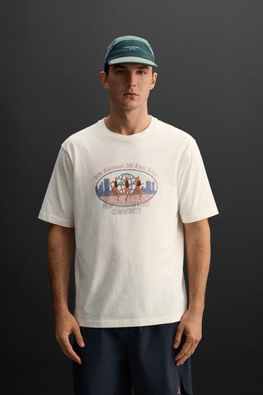 RUNNING GRAPHIC PRINT T-SHIRT - White by Zara