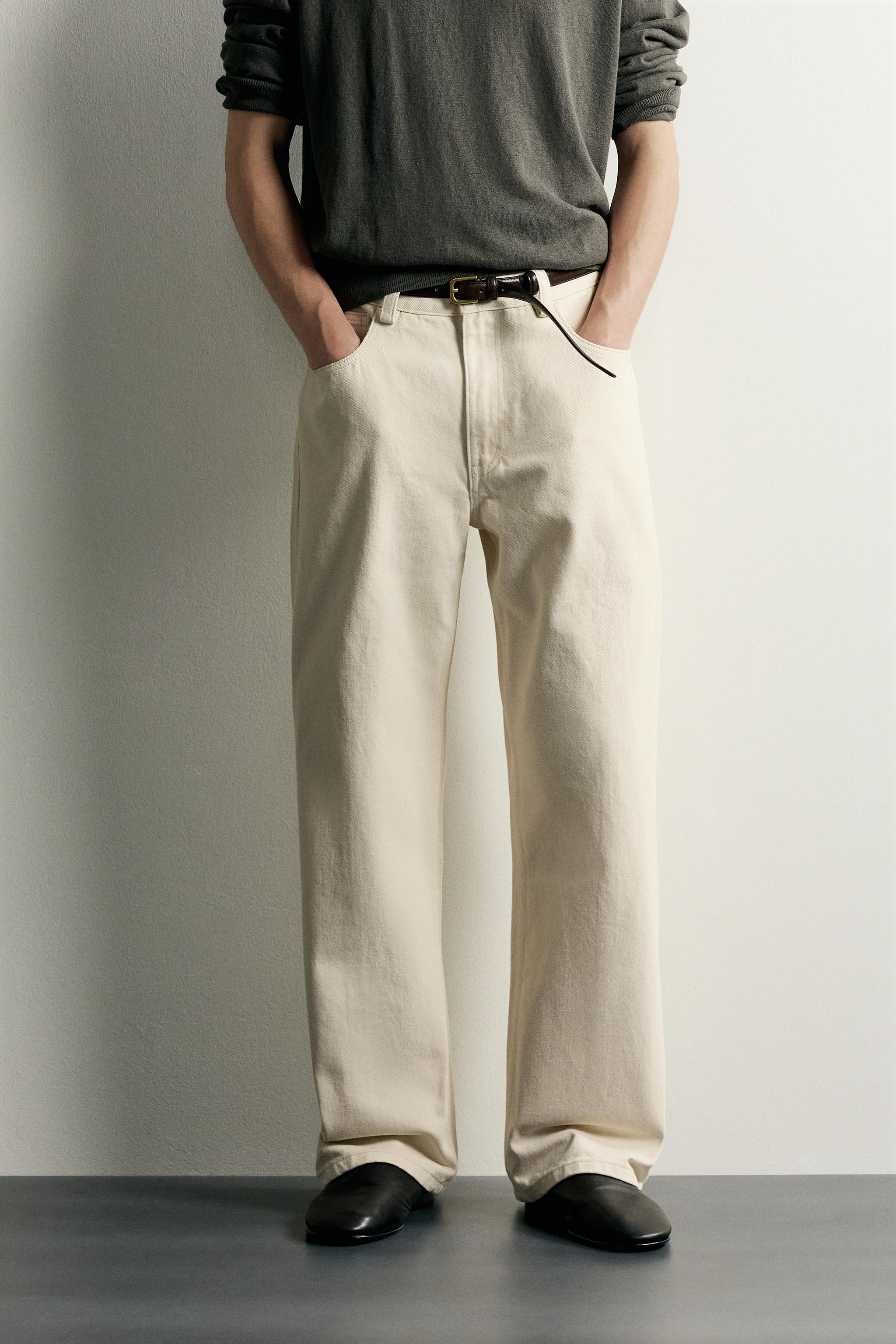 SEAM DETAIL LOOSE FIT PANTS — Oyster-white