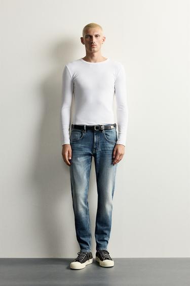 Zara SKINNY FIT JEANS - Mid-blue