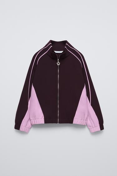 Zara CONTRASTING SWEATSHIRT - Burgundy