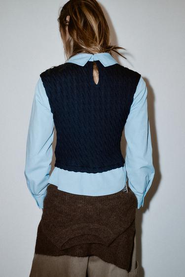 CHEMISE BIMATIÈRE EN POPELINE - Bleu marine de Zara - Image 6