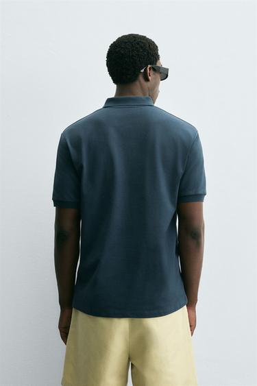 POLO STRUCTURÉ EN PIQUÉ - Bleu pétrole de Zara - Image 2