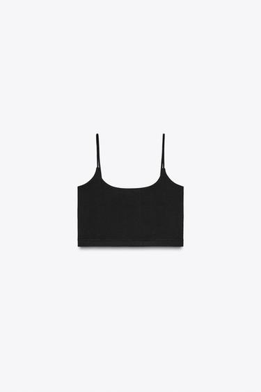 TOP CROP SEAMLESS - Preto da Zara
