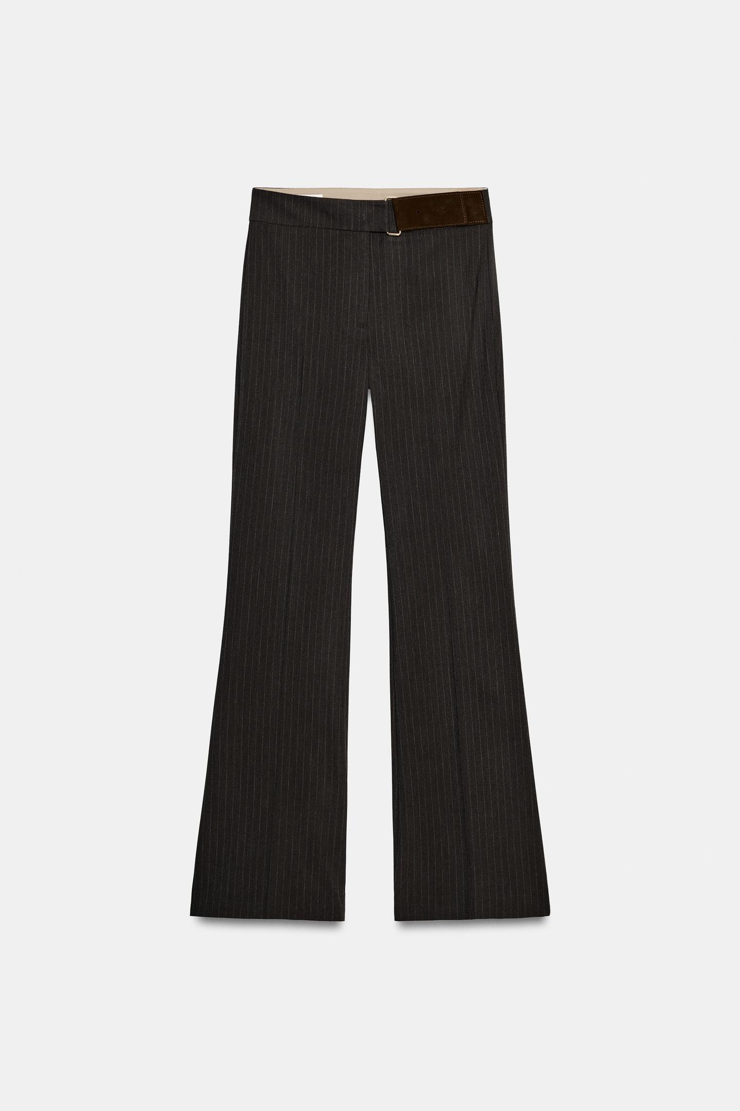 Женские брюки Zara Buckle Flare, цвет: Коричневый — фото 7